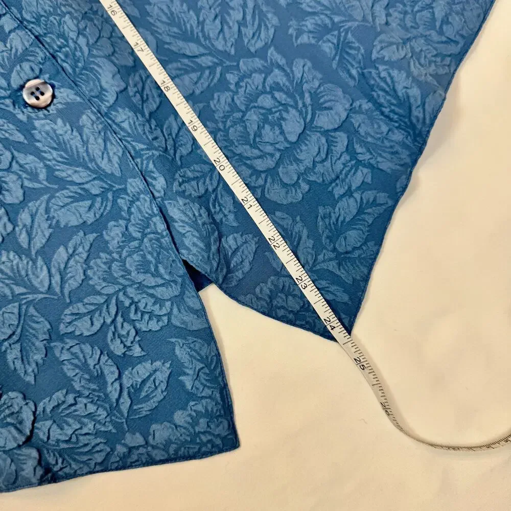NWT Deadstock Boho Croquet Club VTG Floral Vest Blue 100% Silk Women’s Large - Picture 6 of 12